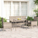 vidaXL 4-delige Loungeset met kussens poly rattan bruin