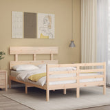 vidaXL Bed Frame with Headboard Solid Wood