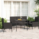 vidaXL 4-delige Loungeset met kussens poly rattan bruin