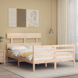 vidaXL Bed Frame with Headboard Solid Wood