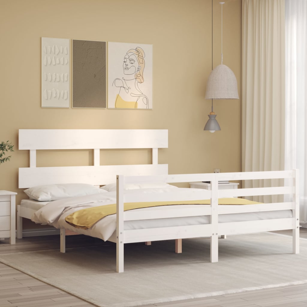 vidaXL Bed Frame with Headboard Solid Wood