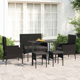 vidaXL 6-delige Loungeset met kussens poly rattan zwart