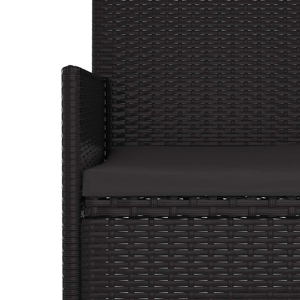 vidaXL 6-delige Loungeset met kussens poly rattan zwart