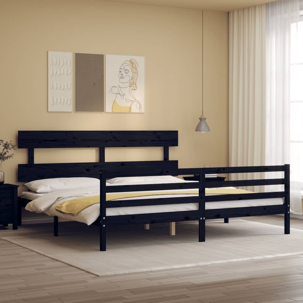 vidaXL Bed Frame with Headboard Solid Wood