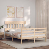 vidaXL Bed Frame with Headboard Solid Wood