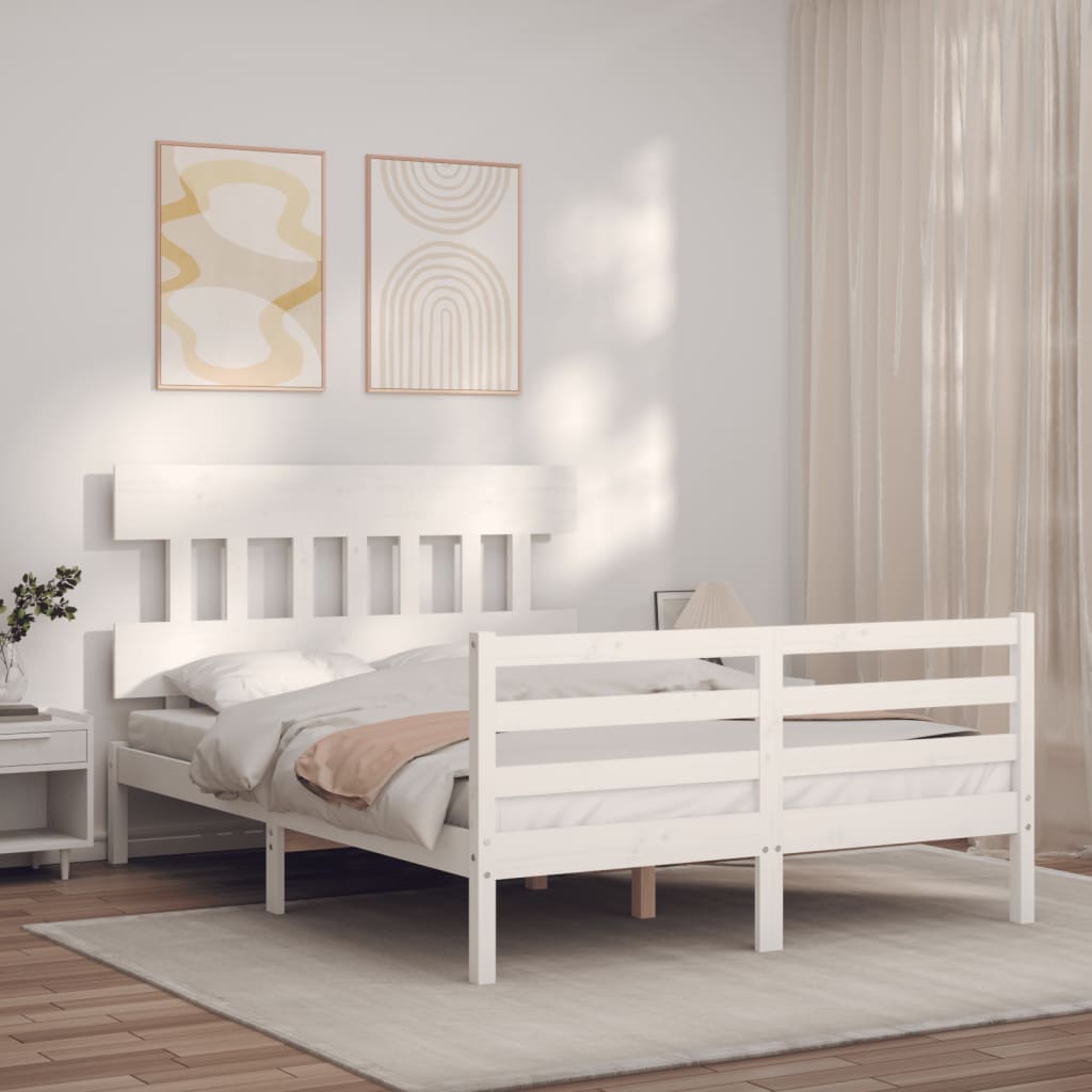vidaXL Bed Frame with Headboard Solid Wood