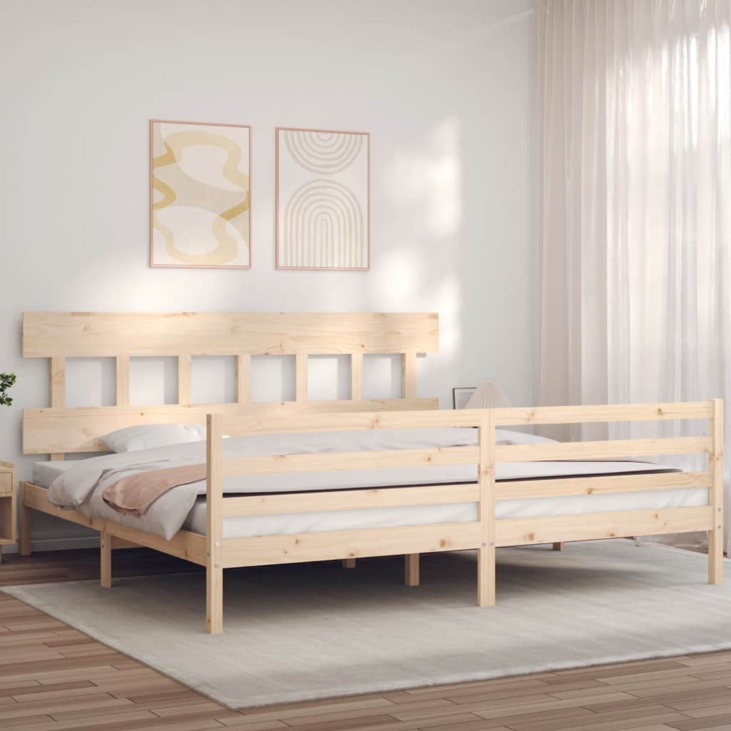 vidaXL Bed Frame with Headboard Solid Wood