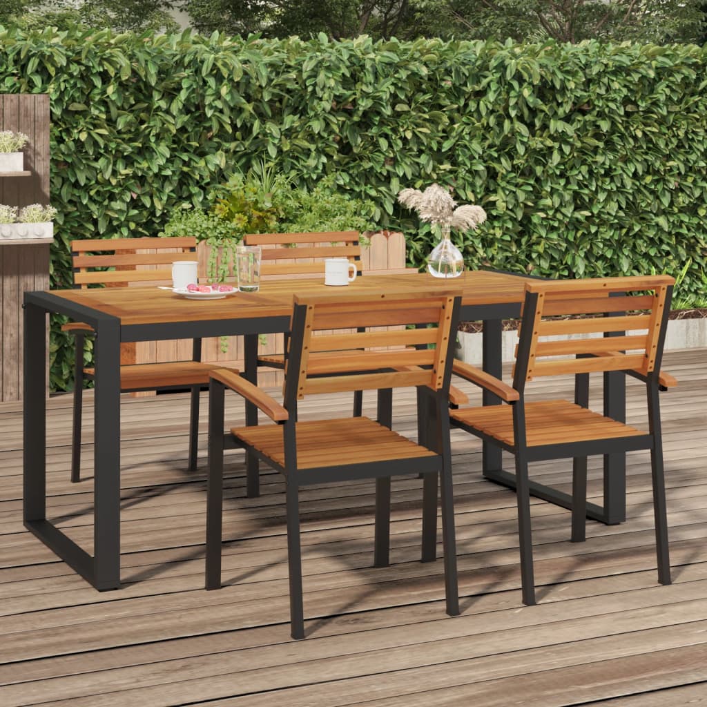 vidaXL Tuintafel met U-vormige poten 140x80x75 cm massief acaciahout