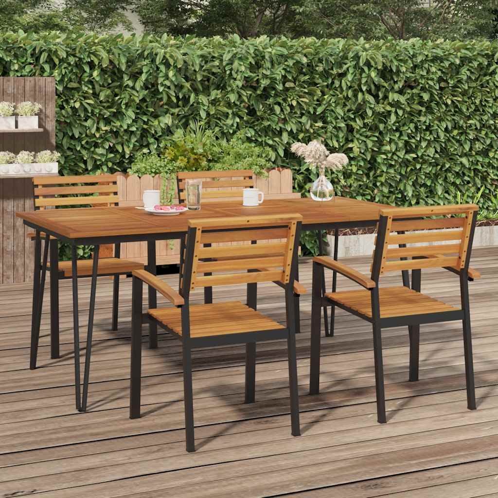 vidaXL Tuintafel met haarspeldpoten 140x80x75 cm massief acaciahout