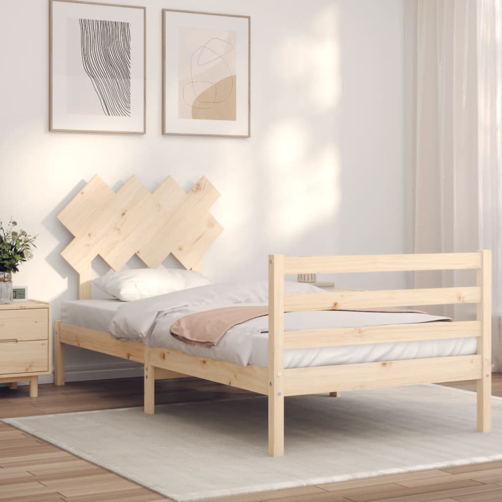 vidaXL Bed Frame with Headboard Solid Wood