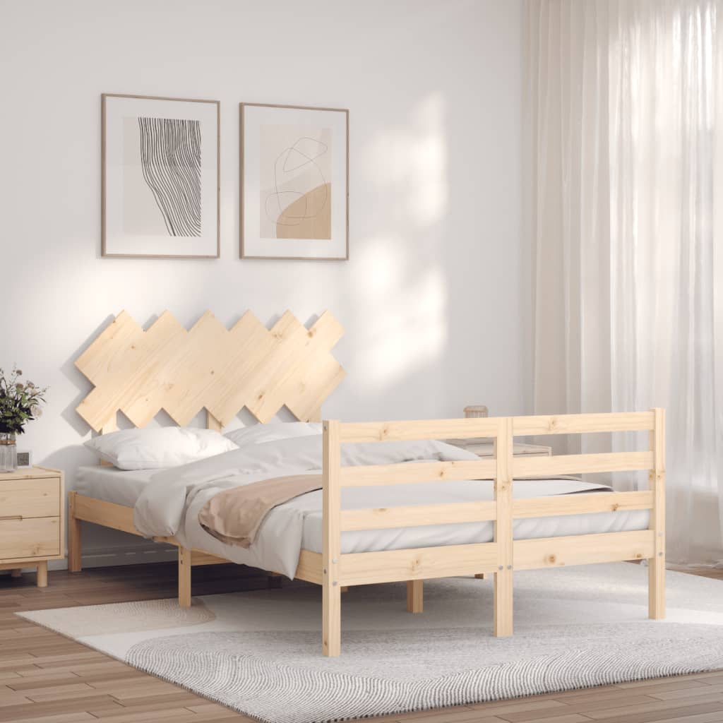 vidaXL Bed Frame with Headboard Solid Wood
