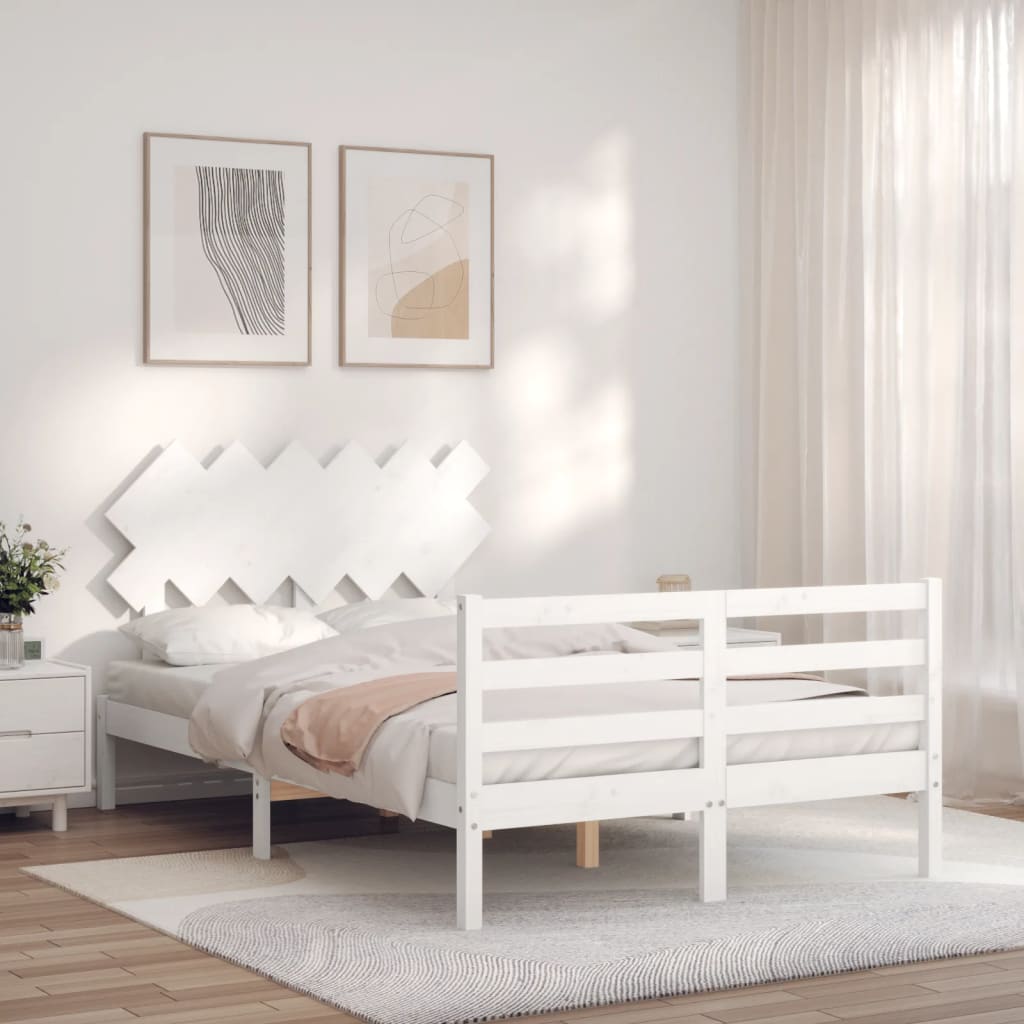 vidaXL Bed Frame with Headboard Solid Wood