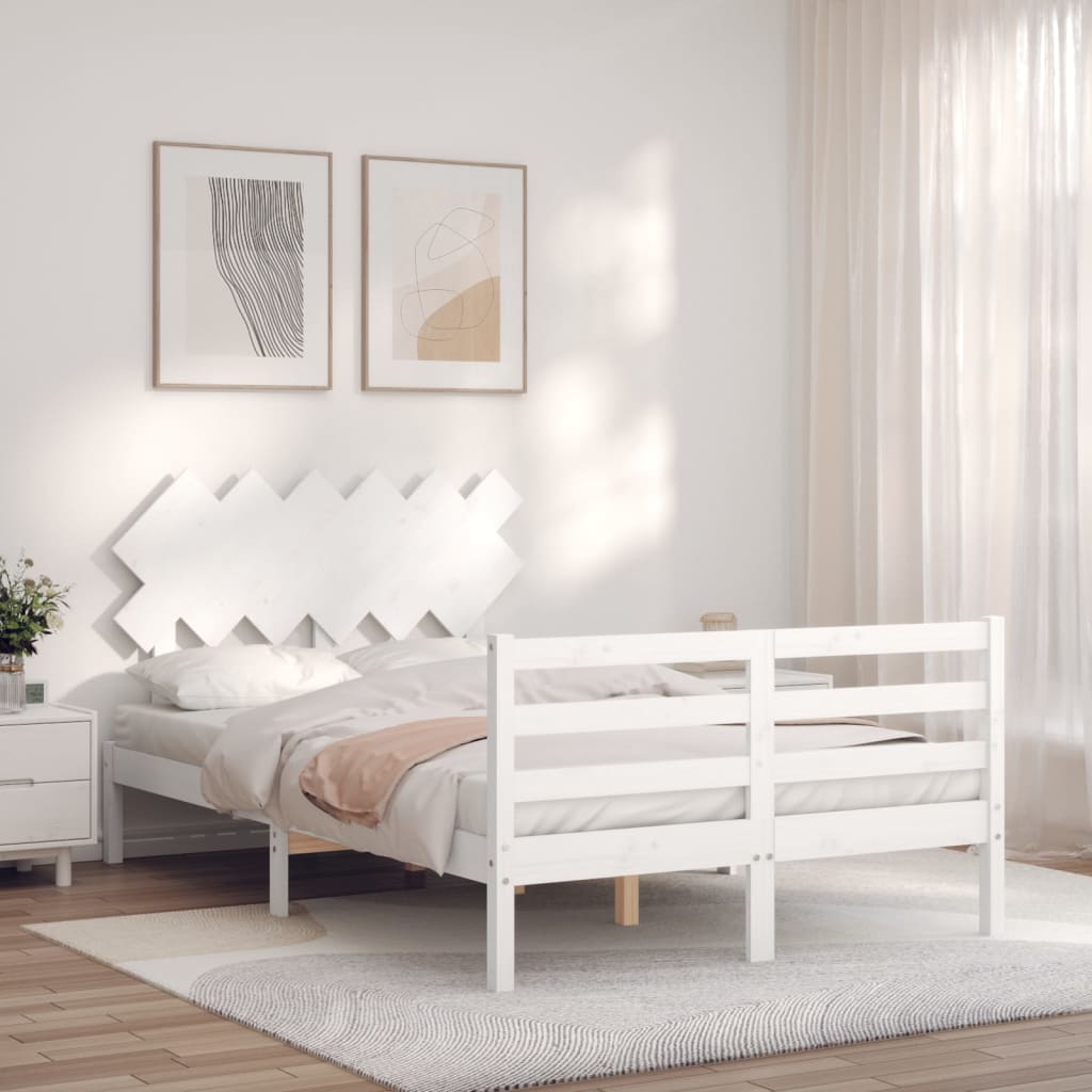 vidaXL Bed Frame with Headboard Solid Wood