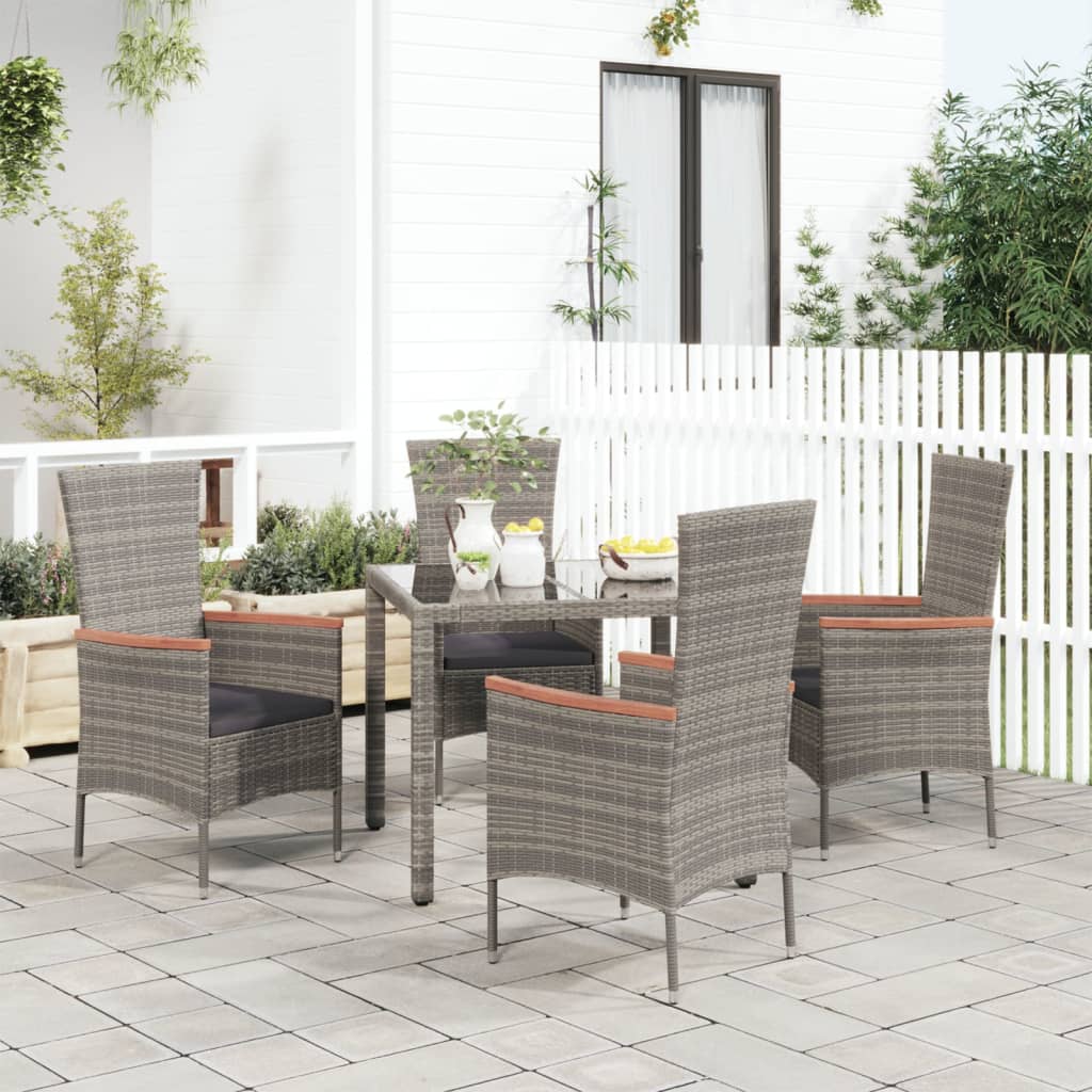vidaXL Tuinstoelen 2 st met kussens poly rattan zwart