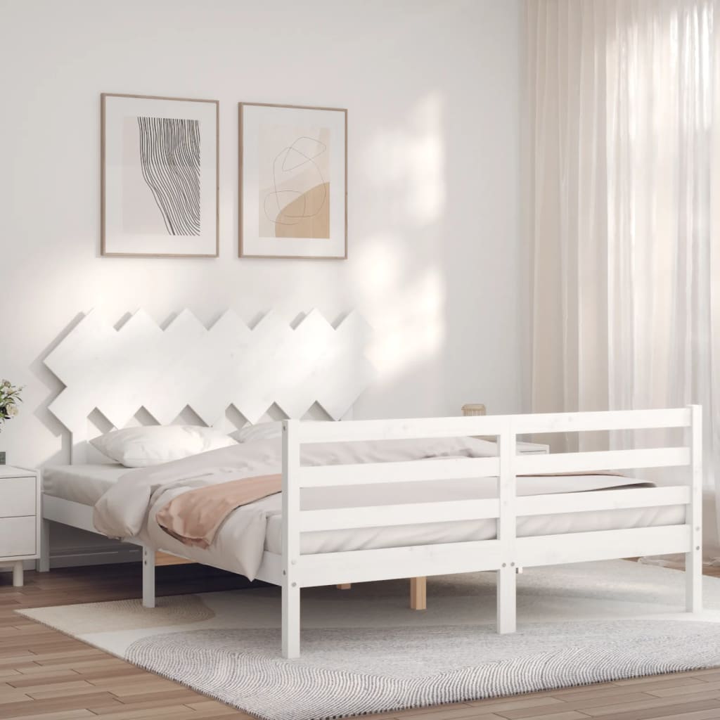 vidaXL Bed Frame with Headboard Solid Wood