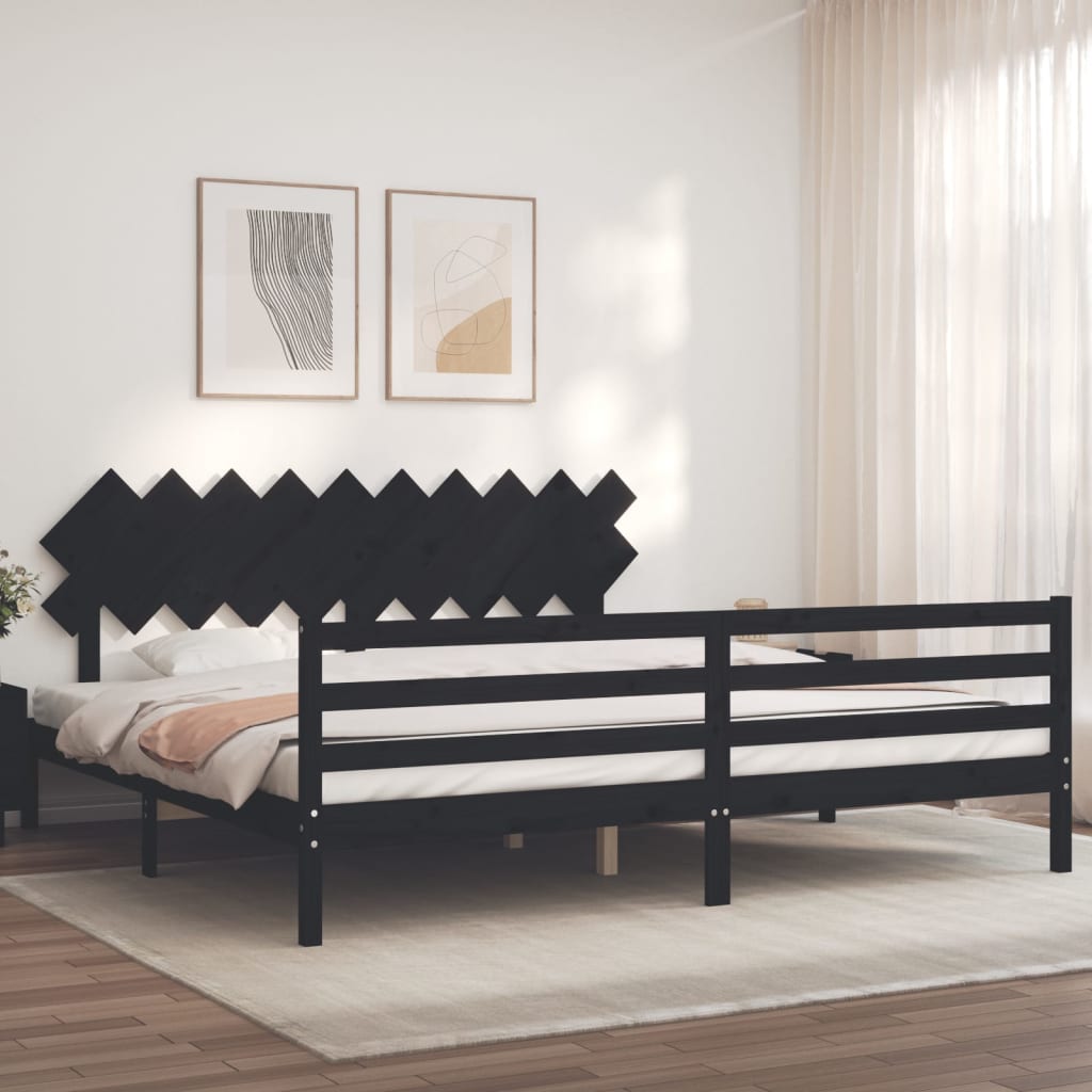 vidaXL Bed Frame with Headboard Solid Wood