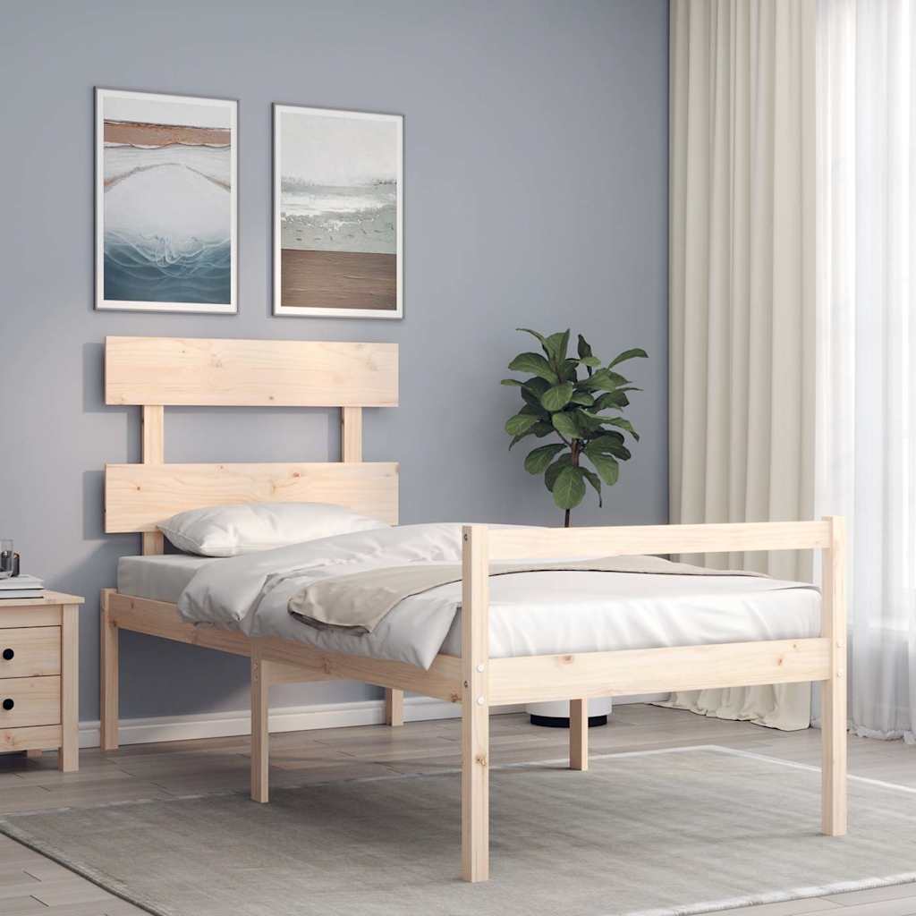 vidaXL Bed Frame with Headboard Solid Wood