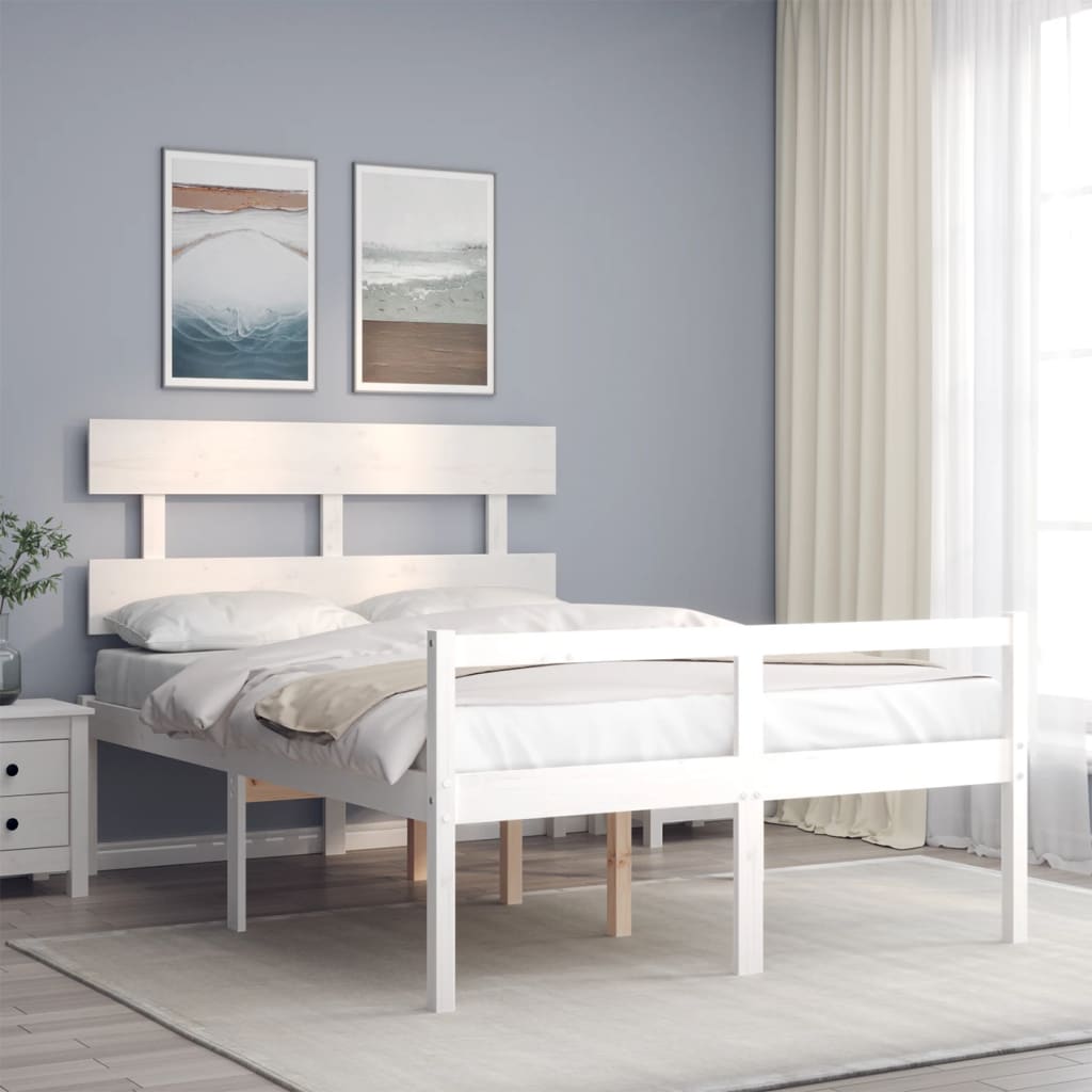 vidaXL Bed Frame with Headboard Solid Wood