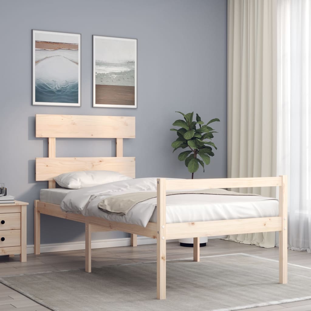 vidaXL Bed Frame with Headboard Solid Wood