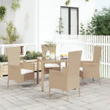 vidaXL Tuinstoelen 2 st met kussens poly rattan beige