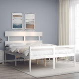 vidaXL Bed Frame with Headboard Solid Wood