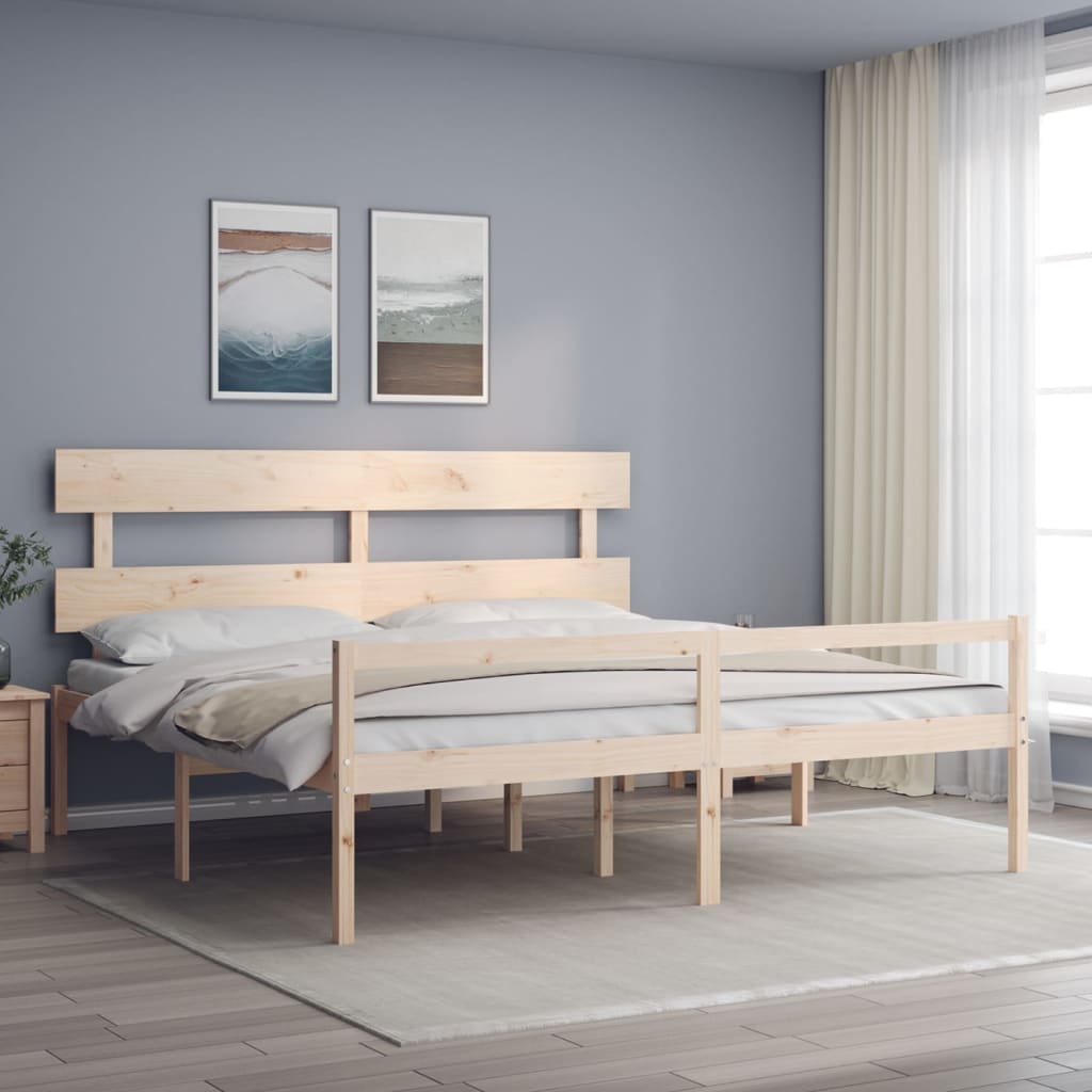 vidaXL Bed Frame with Headboard Solid Wood