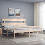 vidaXL Bed Frame with Headboard Solid Wood