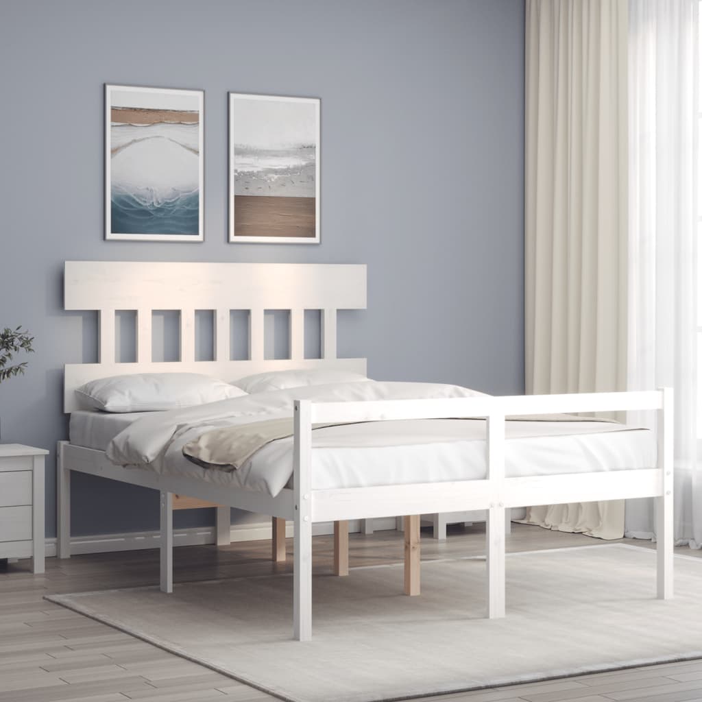 vidaXL Bed Frame with Headboard Solid Wood