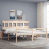 vidaXL Bed Frame with Headboard Solid Wood