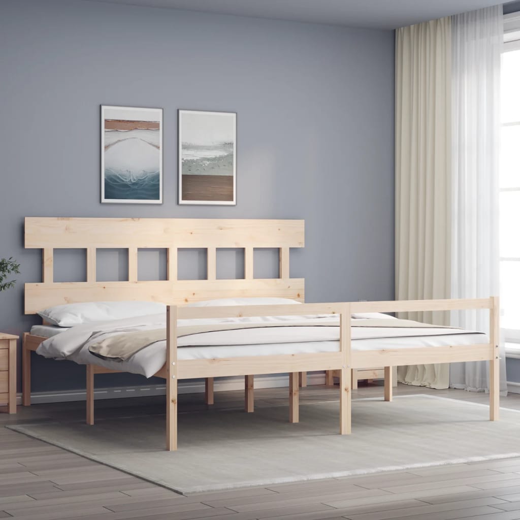vidaXL Bed Frame with Headboard Solid Wood