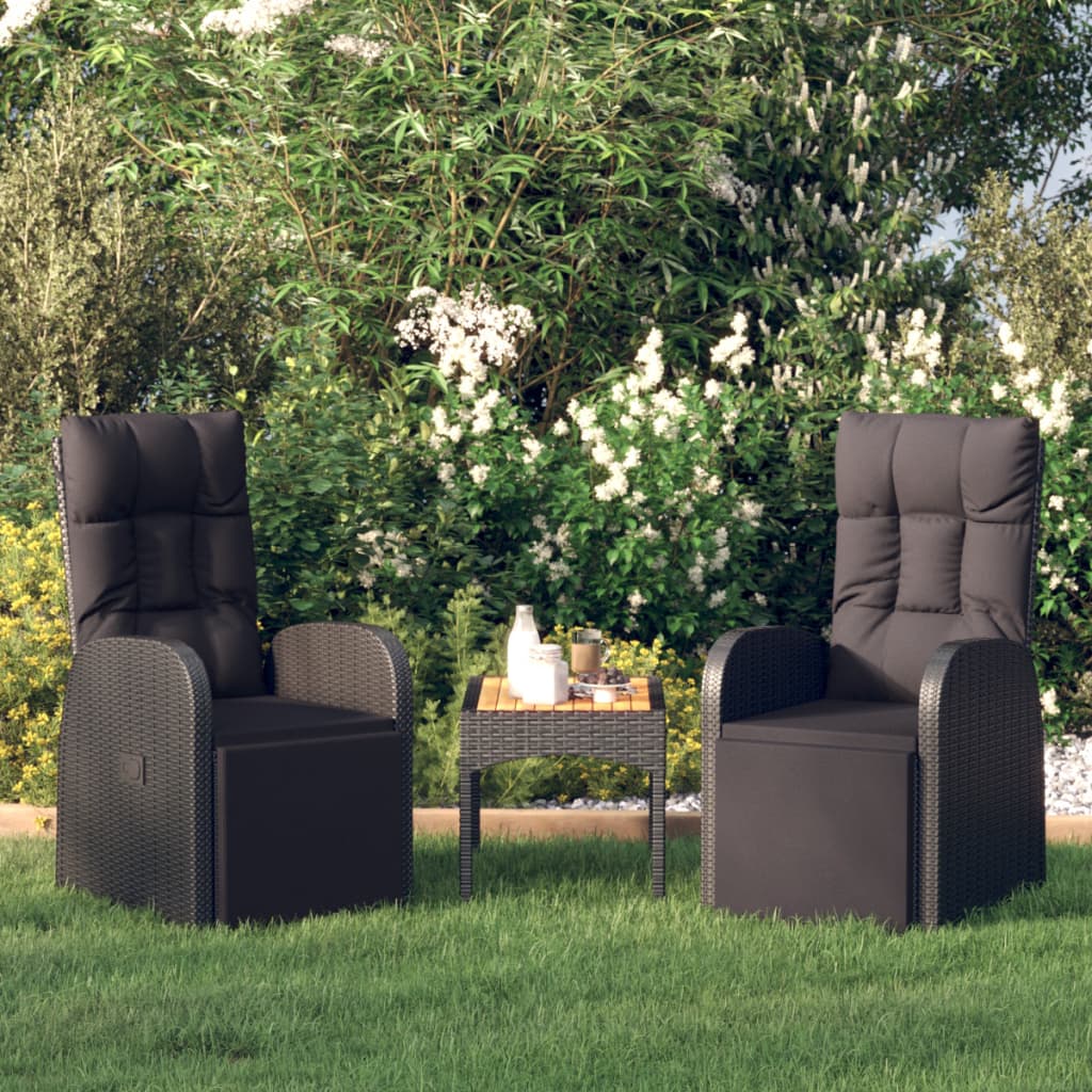 vidaXL Tuinstoelen 2 st verstelbaar met kussens poly rattan grijs