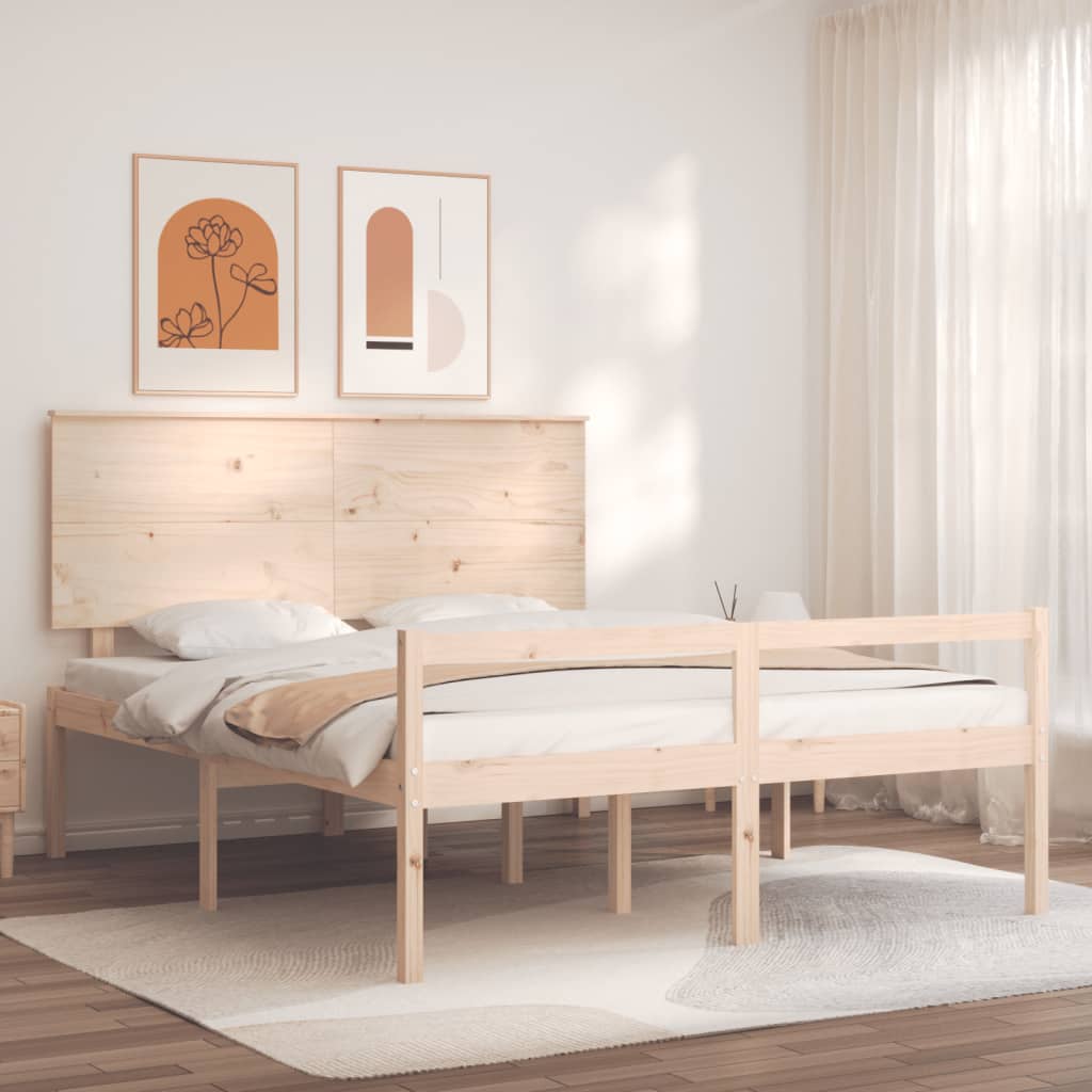 vidaXL Senior Bed with Headboard Solid Wood White