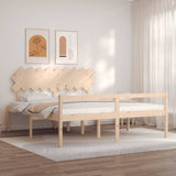 vidaXL Solid Wood Senior Bed with Headboard