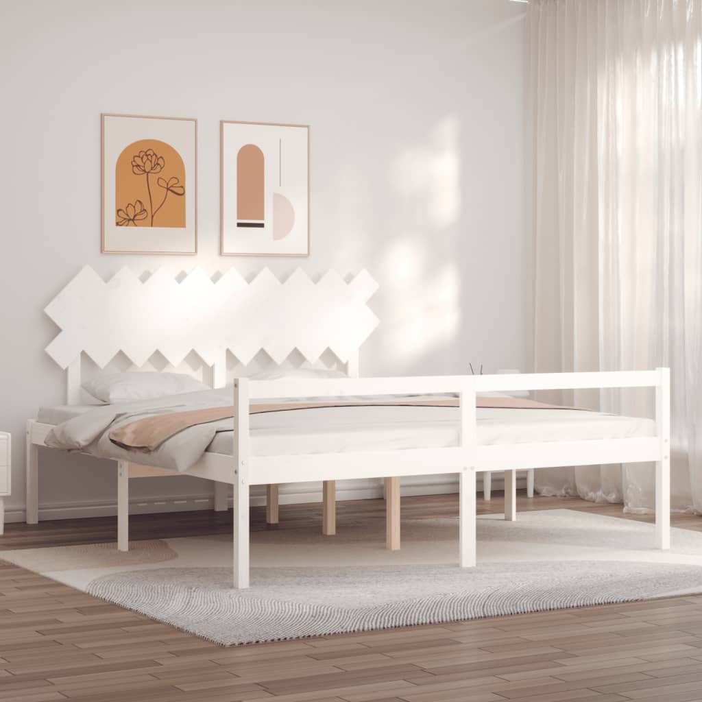 vidaXL Solid Wood Senior Bed with Headboard