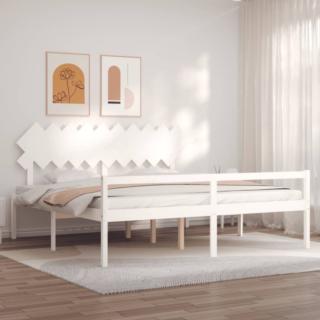 vidaXL Solid Wood Senior Bed with Headboard