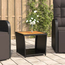 vidaXL Coffee table with wooden top poly rattan and acacia wood black