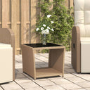 vidaXL Coffee table with wooden top poly rattan and acacia wood black