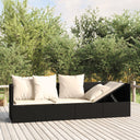 vidaXL Lounge Bed with Cushions Poly Rattan Black