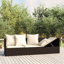 vidaXL Lounge Bed with Cushions Poly Rattan Black