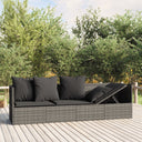 vidaXL Lounge Bed with Cushions Poly Rattan Black
