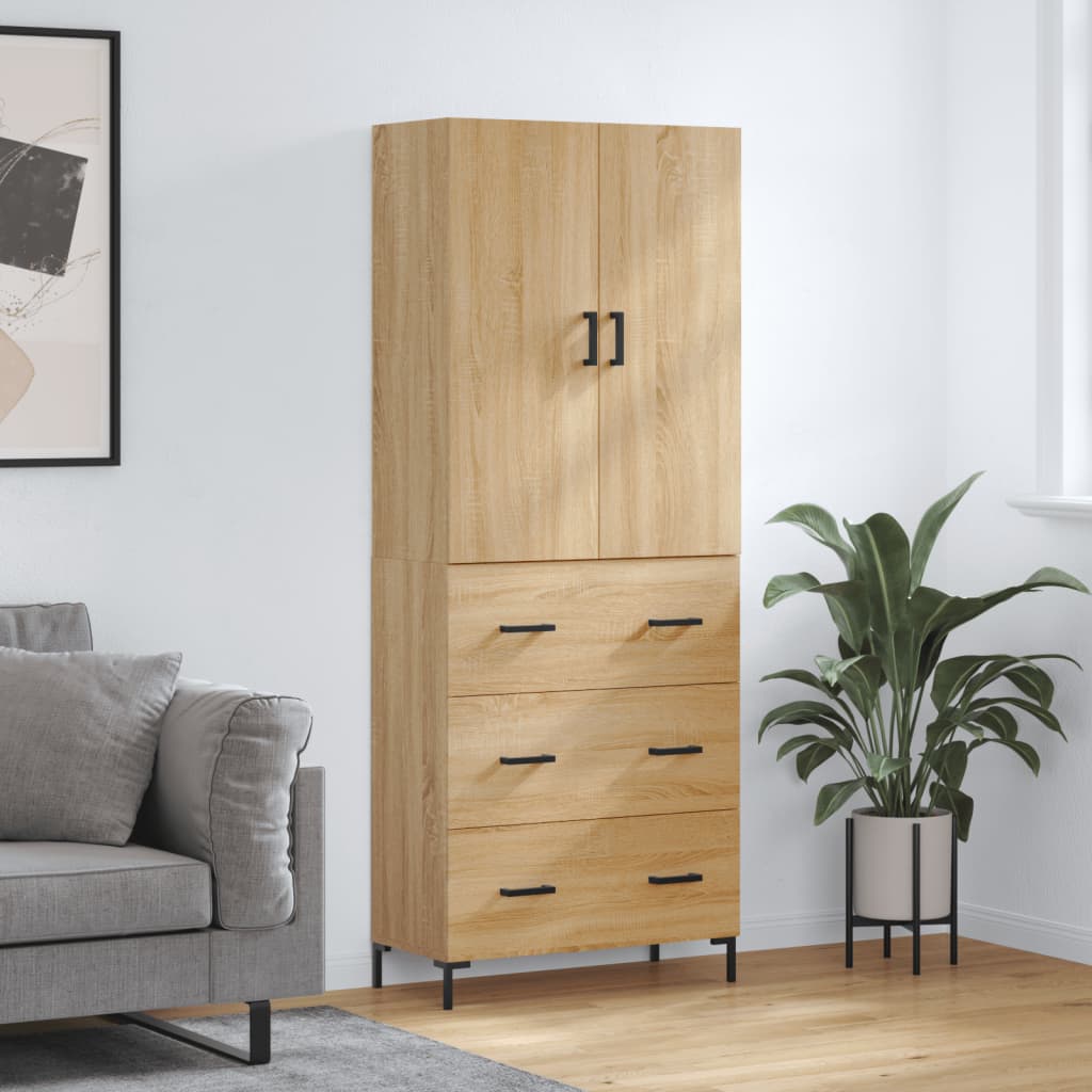 vidaXL Hoge kast 69,5x34x180 cm bewerkt hout sonoma eikenkleurig