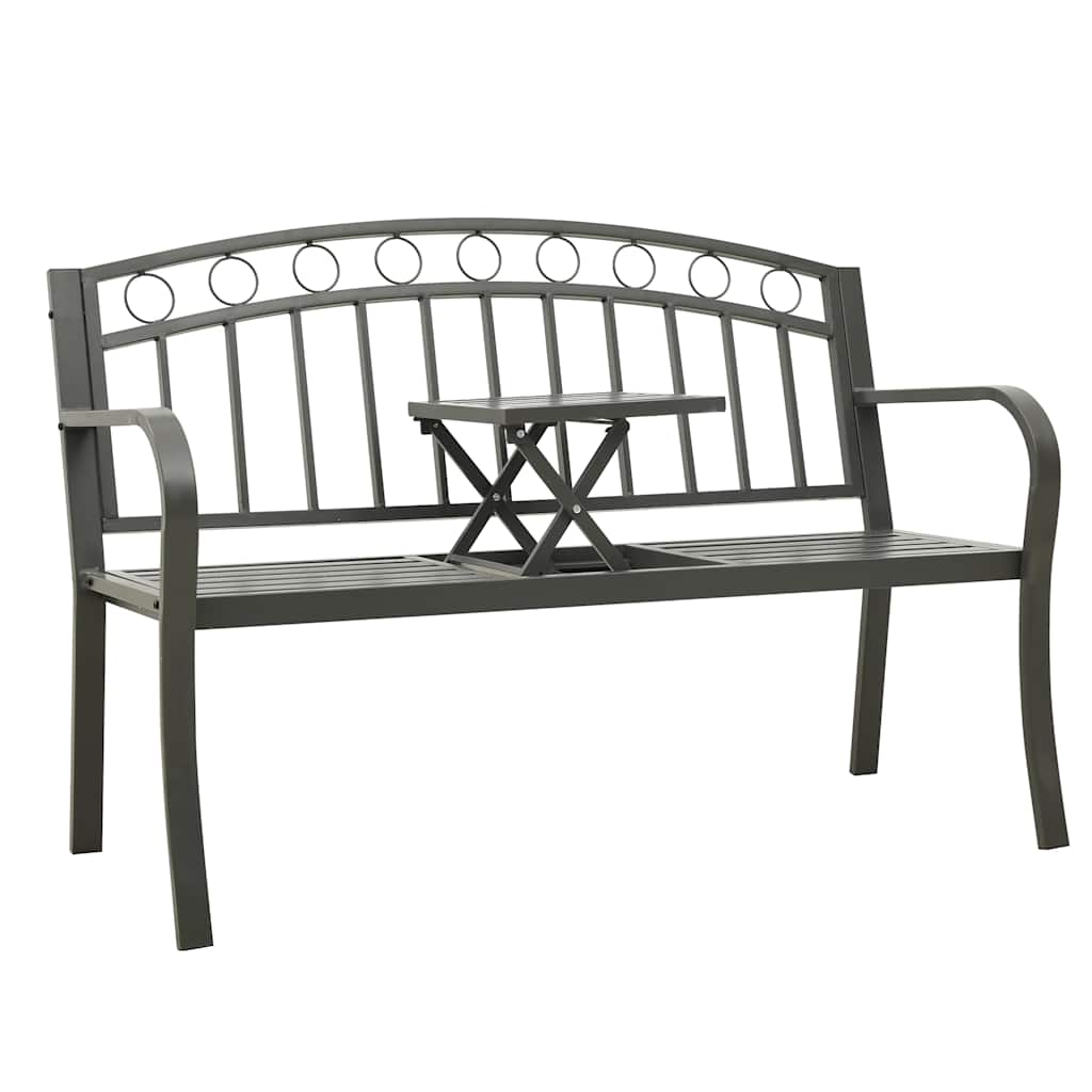 vidaXL Tuinbank met tafel 120 cm staal zwart