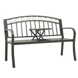 vidaXL Tuinbank met tafel 120 cm staal zwart