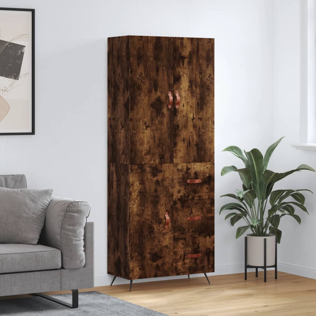 vidaXL Hoge kast 69,5x34x180 cm bewerkt hout betongrijs