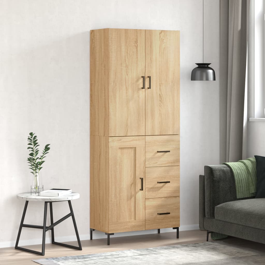 vidaXL Hoge kast 69,5x34x180 cm bewerkt hout sonoma eikenkleurig