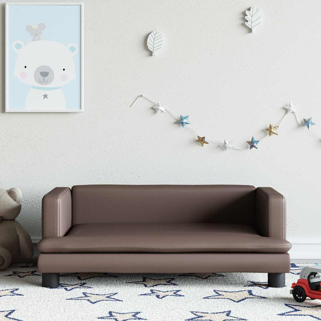 vidaXL Kinderbank 80x45x30 cm kunstleer bruin
