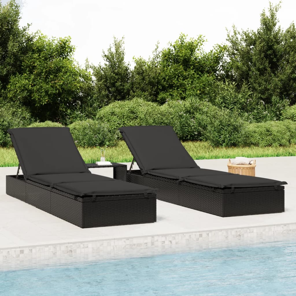 vidaXL Ligbed met kussen 1 st 201x55x62 cm poly rattan grijs