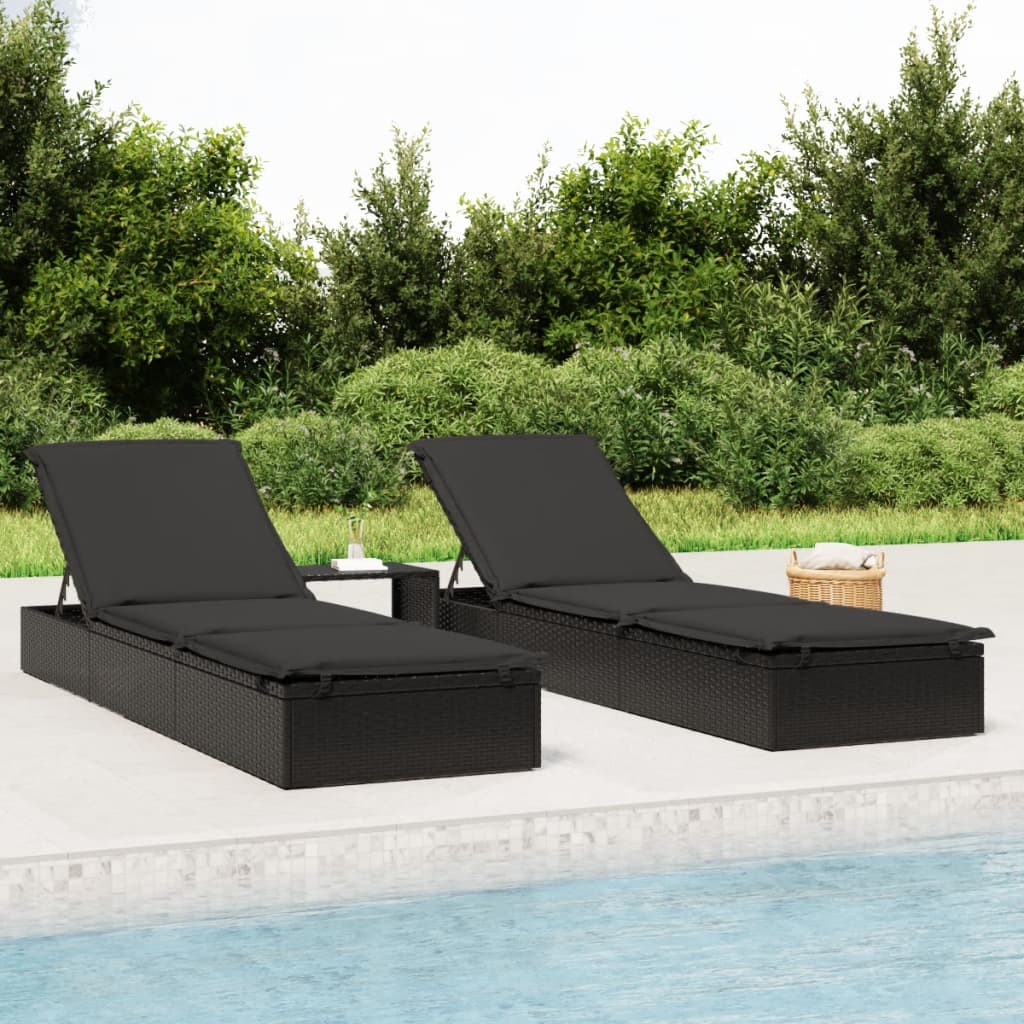 vidaXL Ligbed met kussen 1 st 201x55x62 cm poly rattan grijs