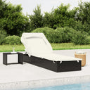 vidaXL Ligbed met inklapbaar dak 213x63x97 cm poly rattan bruin