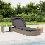 vidaXL Ligbed met inklapbaar dak 213x63x97 cm poly rattan bruin